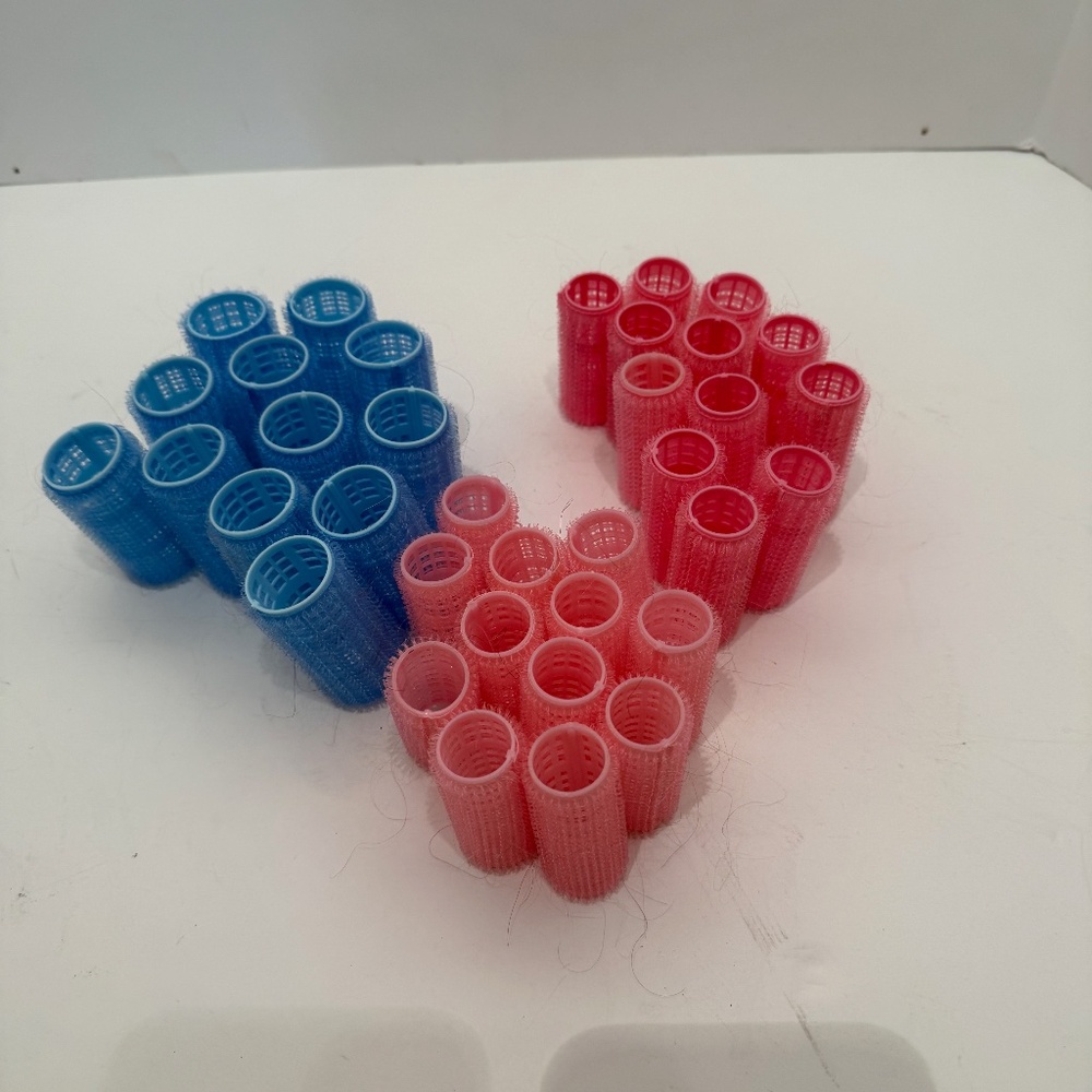 Gently Used group of 36 various small and medium Velcro rollers